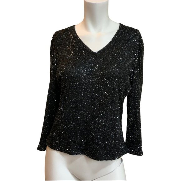 Vintage Beaded Top Brilliante by J.A. size L - Picture 1 of 10